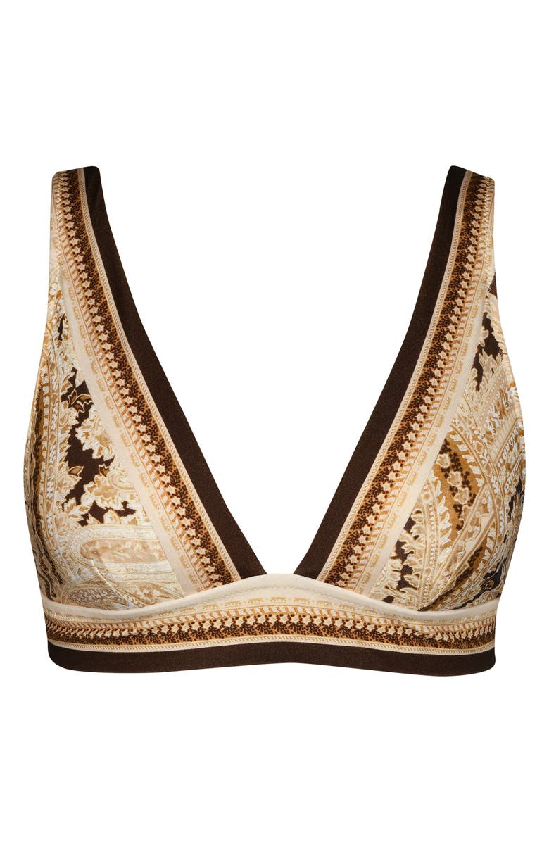L'AGENCE Lexie Paisley Bikini Top, Alternate, color, Chocolate