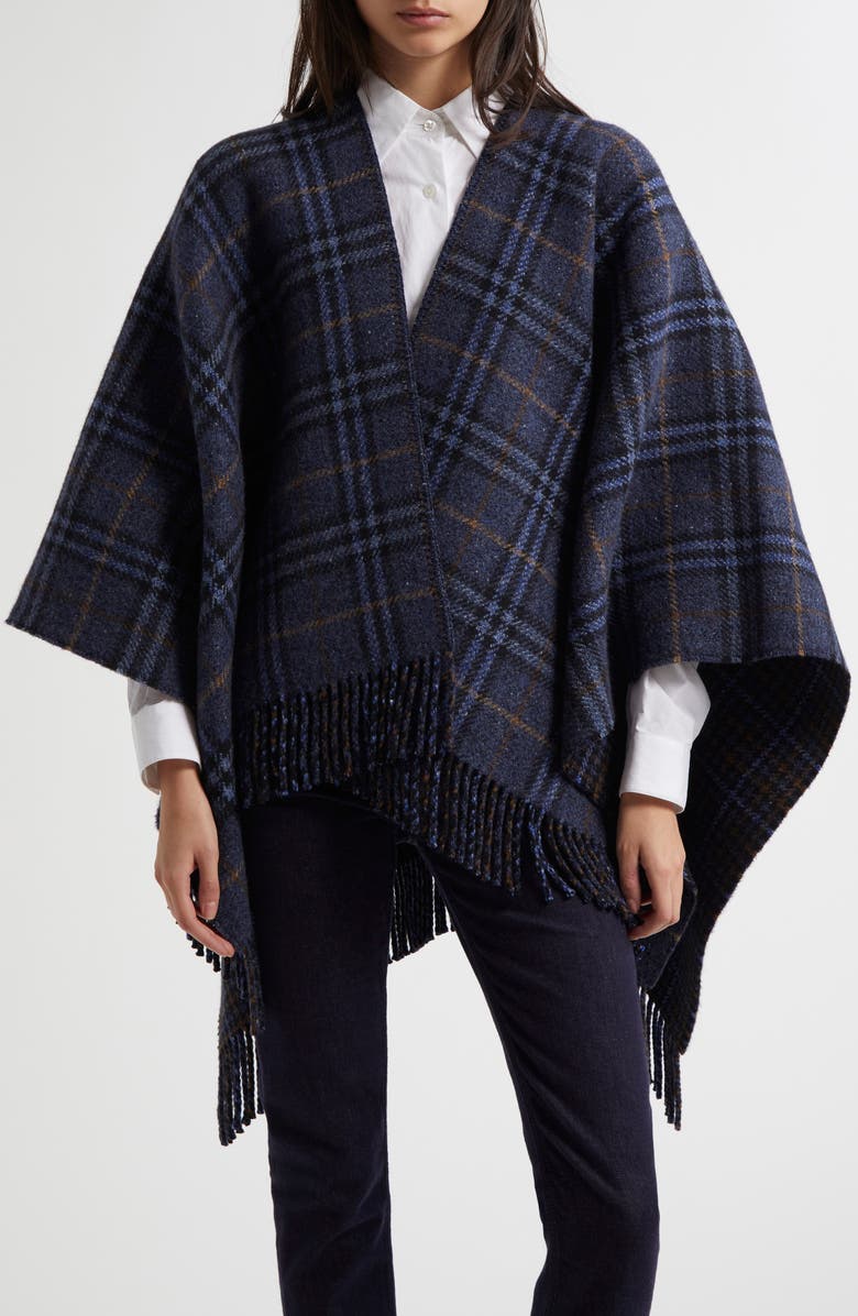 Burberry Houndstooth Check Cashmere & Wool Cape, Main, color,