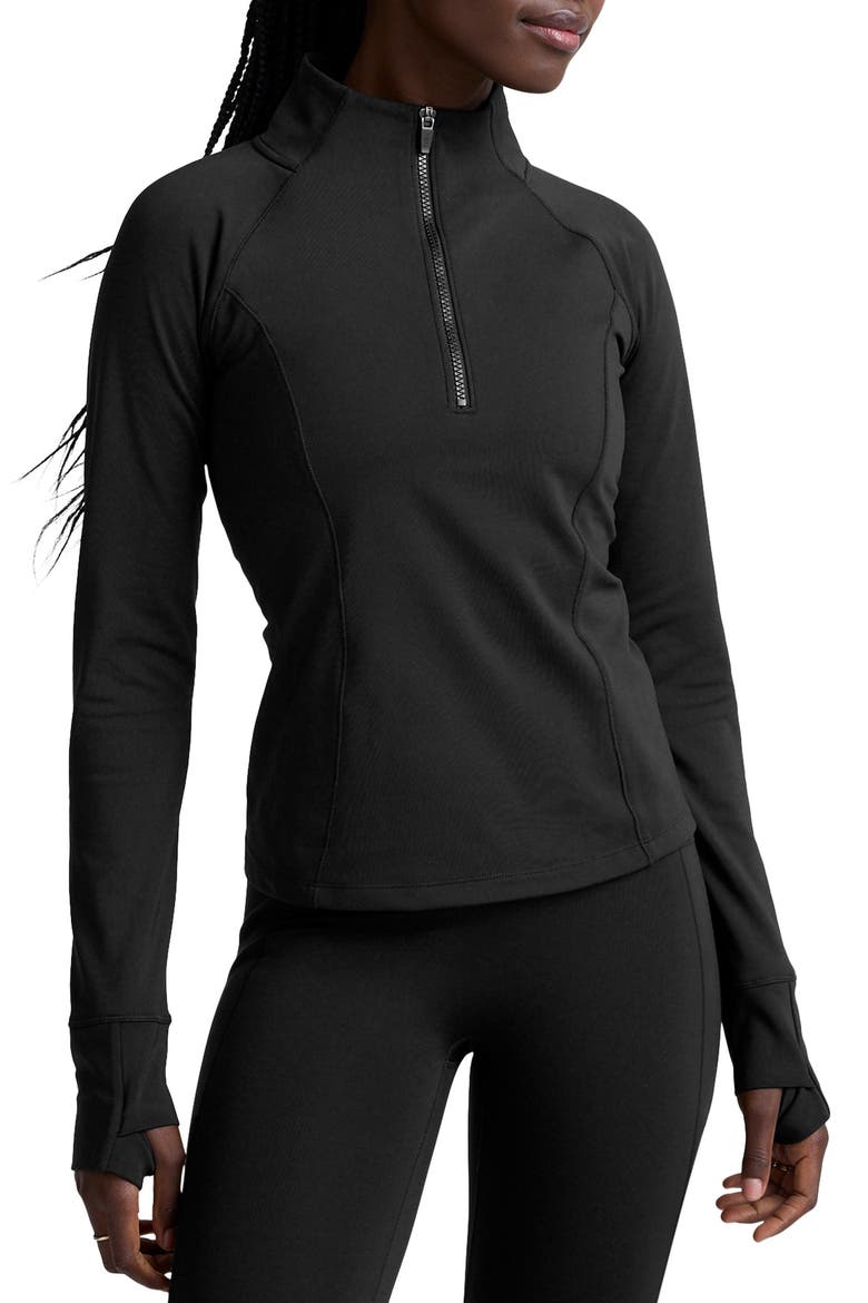 Pacer Fleece Quarter Zip Pullover, Main, color, BLACK