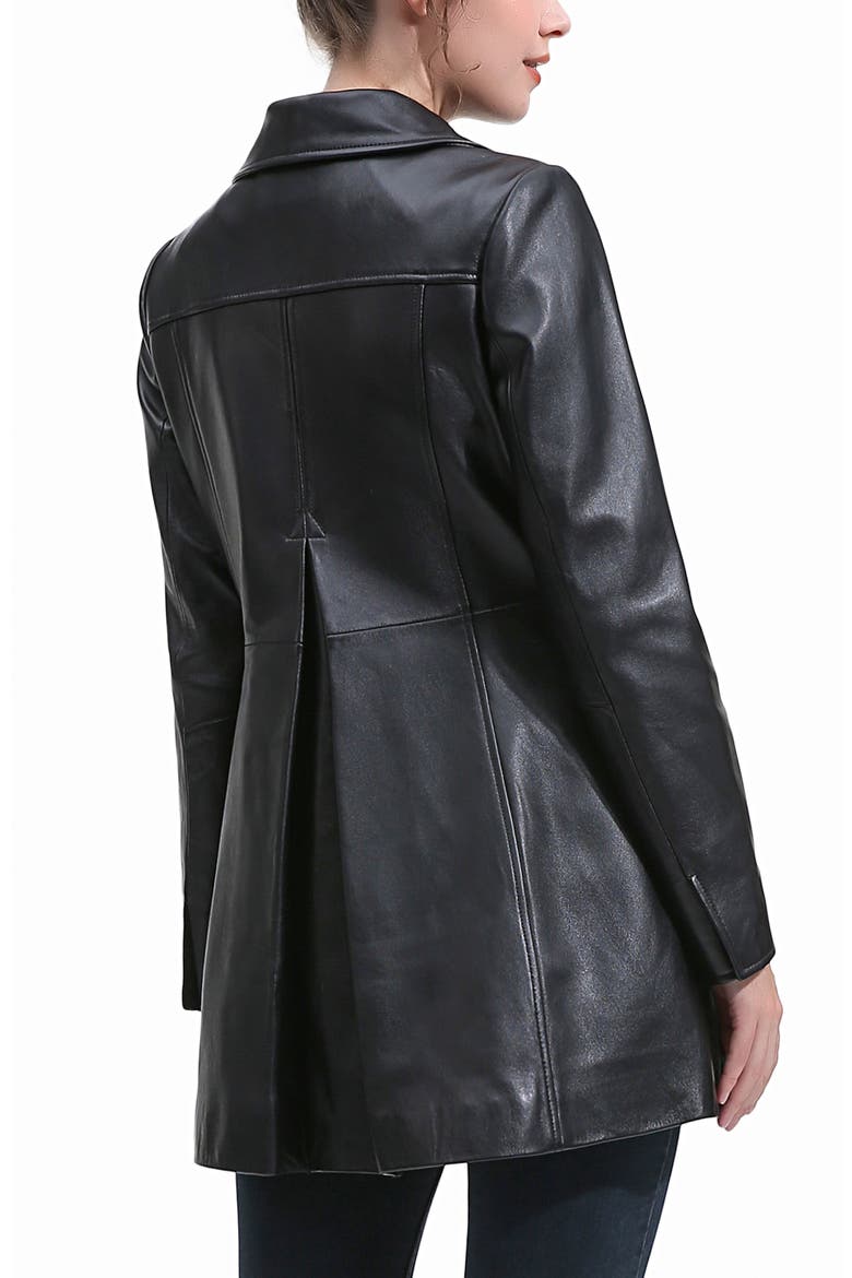 Ava Leather Coat, Alternate, color, Black