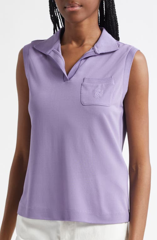 Shop Emporio Armani Piquet Knit Polo Top In Lilac