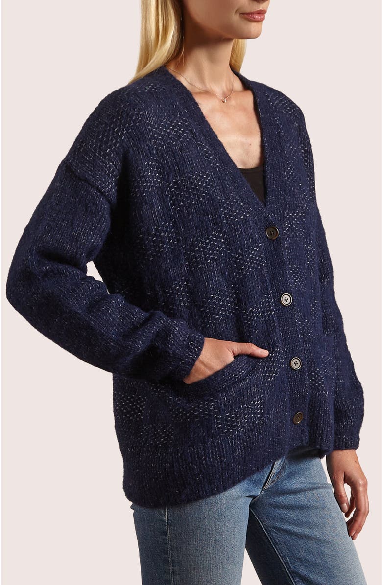 oyun Handknit Basketweave Cardigan, Alternate, color, Navy
