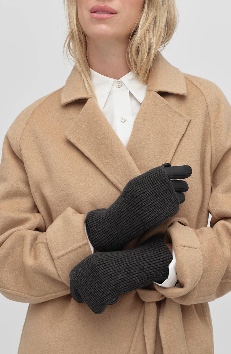 Favorite Daughter Knit Arm Warmer & Leather Gloves Set, Alternate, color, Black