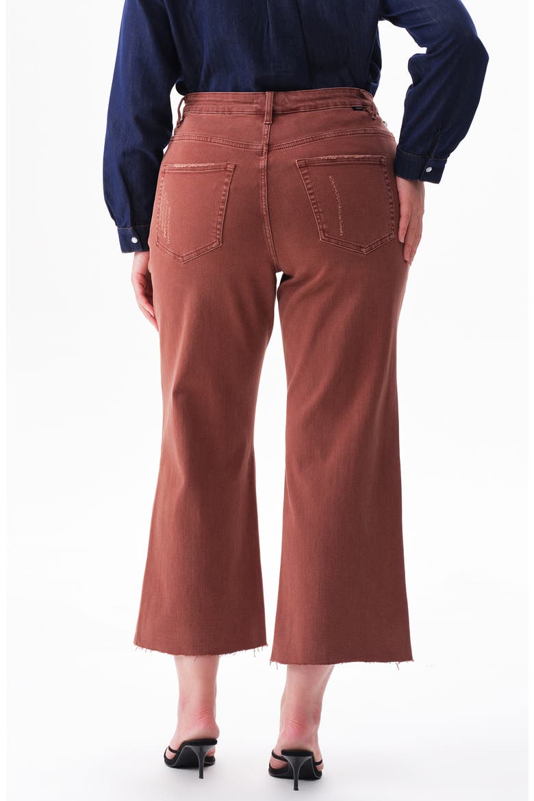High Waist Frayed Hem Crop Wide Leg Jeans, Alternate, color, CAPPUCCINO