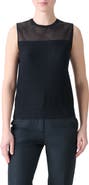 Akris Sheer Stripe Silk & Cotton Blend Sleeveless Sweater