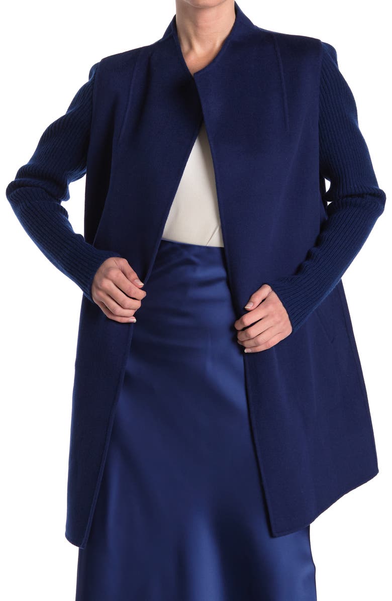 Kinross Ribbed Sleeve Wool Blend Coat, Main, color, 