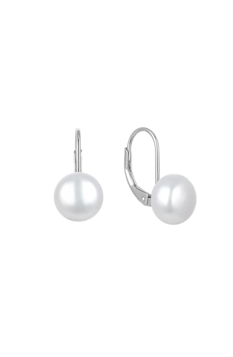 Donatello Gian Sterling Silver Pearl Earrings, Main, color, Silver