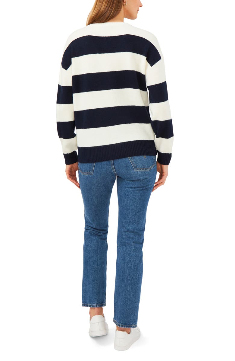 Vince Camuto Stripe V-Neck Sweater, Alternate, color,