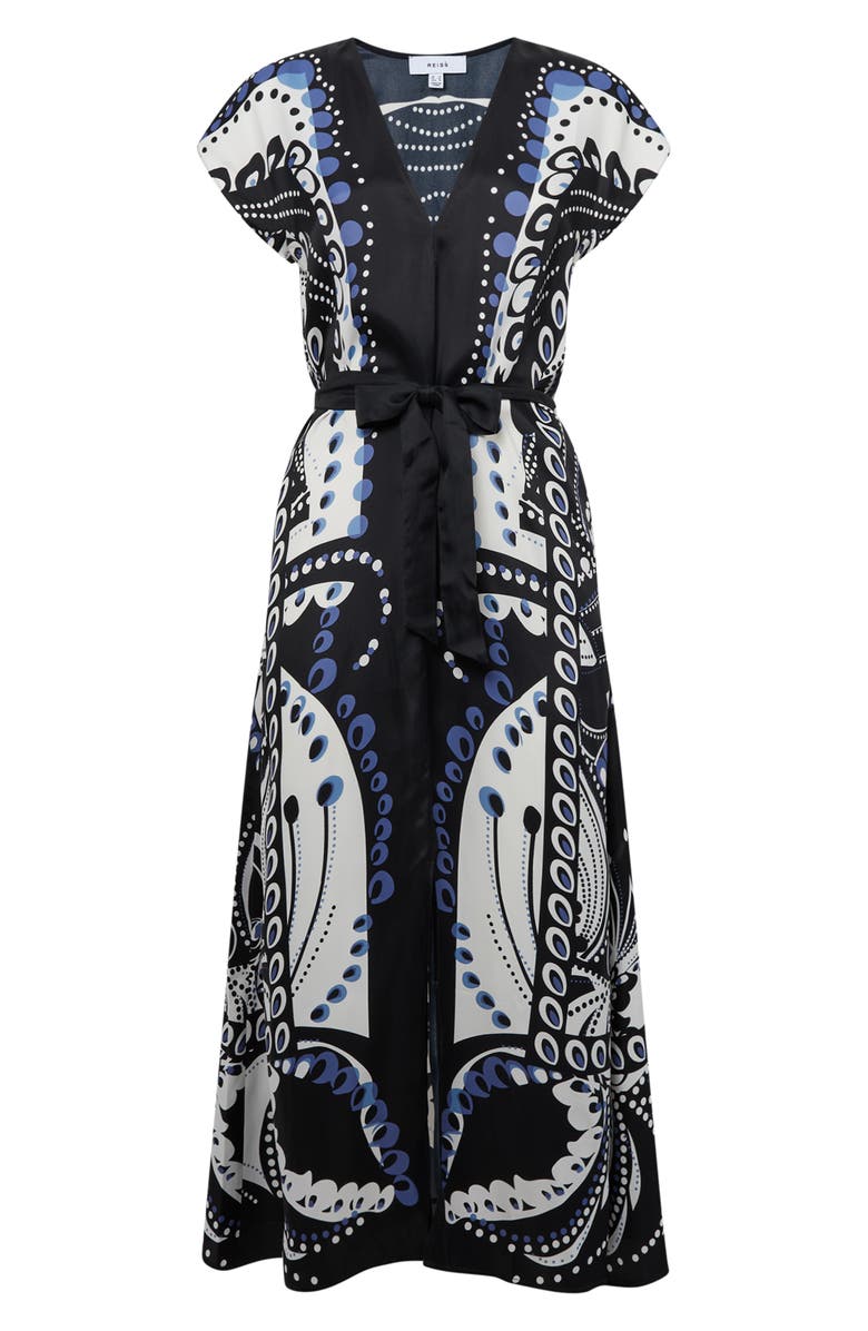 Reiss Freja Print Tie Waist Midi Dress, Alternate, color,