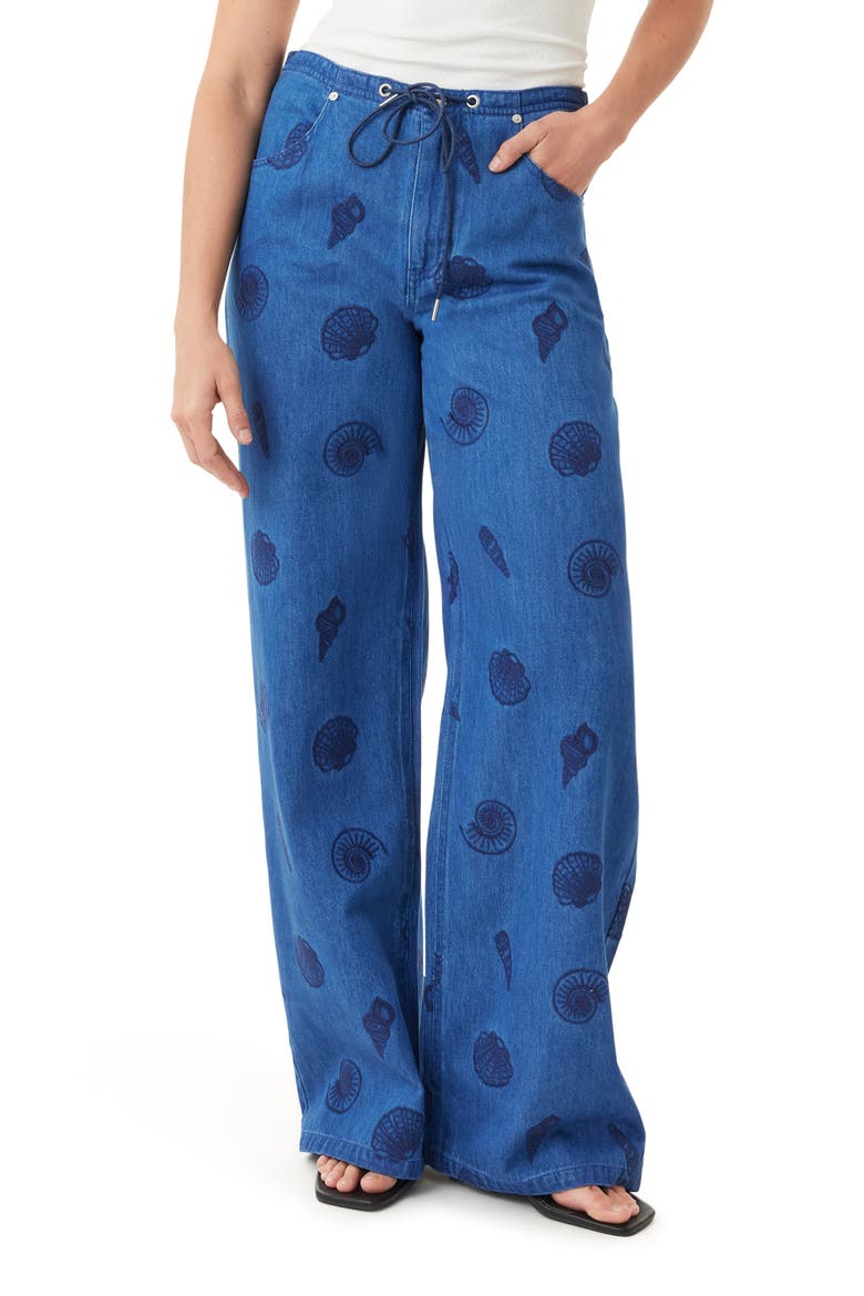 Lia Seashell High Waist Wide Leg Jeans, Main, color, MEDIUM BLUE