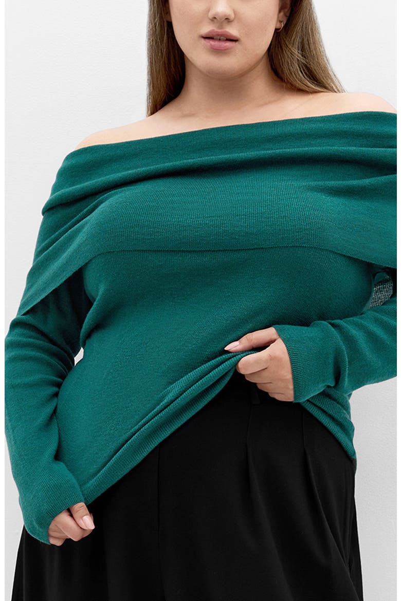 Florence Foldover Off the Shoulder Sweater, Main, color, JADE