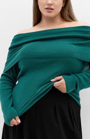 City Chic Florence Foldover Off the Shoulder Sweater