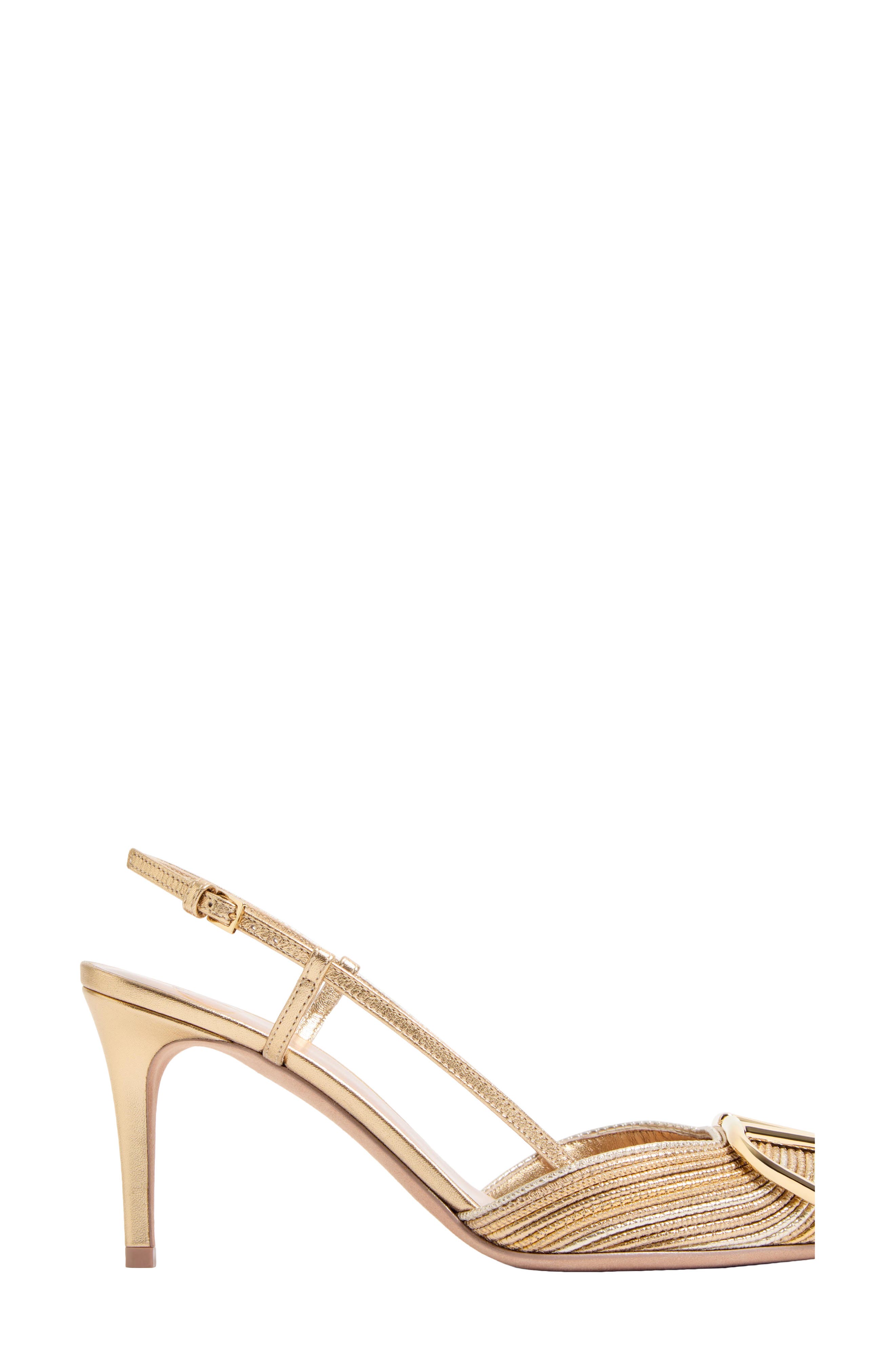 Valentino Garavani VLOGO Signature Metallic Slingback Pump, Alternate, color, Gold