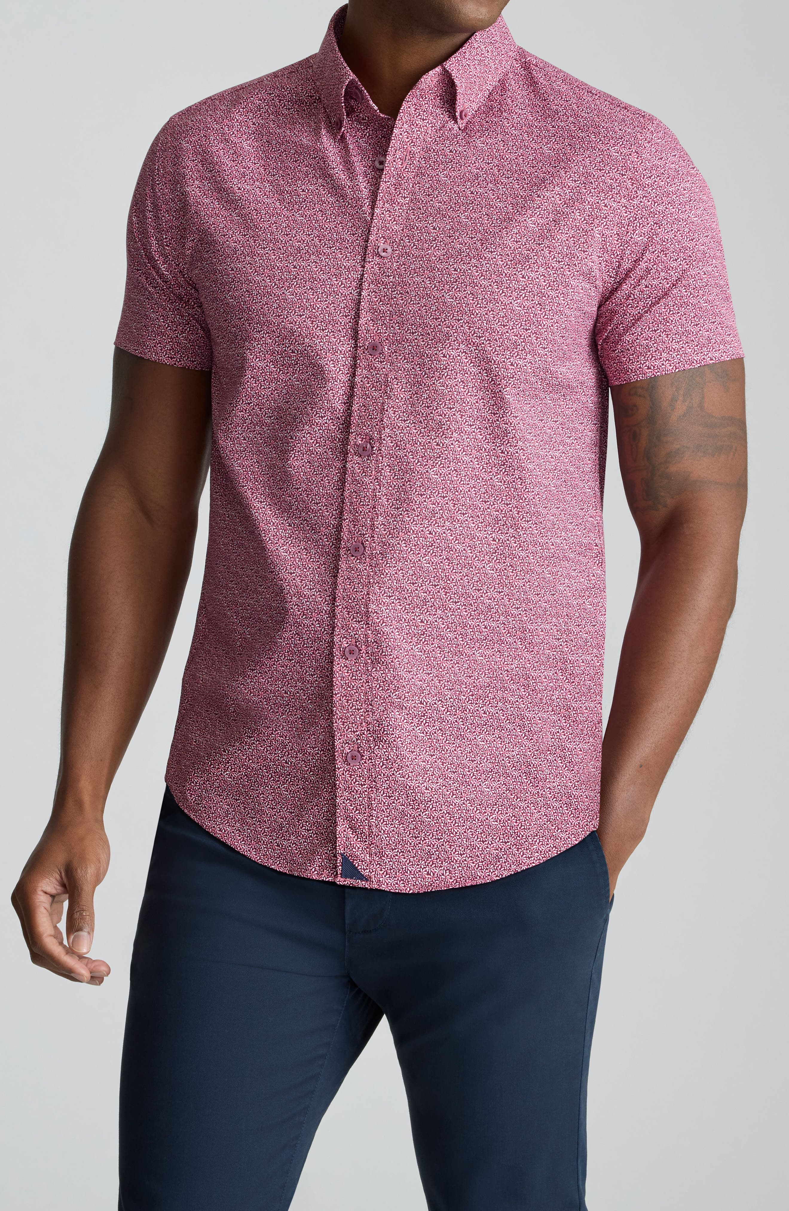 Halloway Floral Short Sleeve Performance Button-Down Shirt - image 3