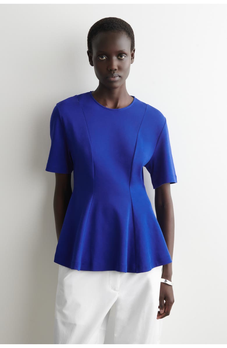 COS Waisted Cotton T-shirt, Main, color, Cobalt Blue