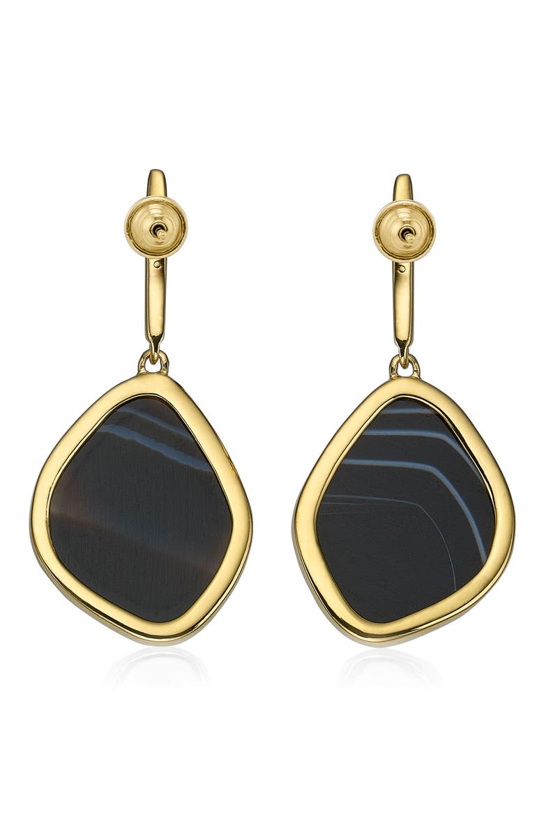 Siren Nugget Semiprecious Stone Drop Earrings, Main, color, BLACK ONYX/ YELLOW GOLD