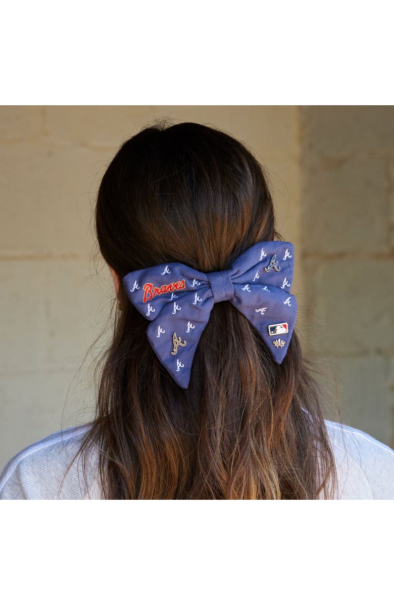 Lele Sadoughi MLB Atlanta Braves Bow Barrette, Alternate, color, Navy 400