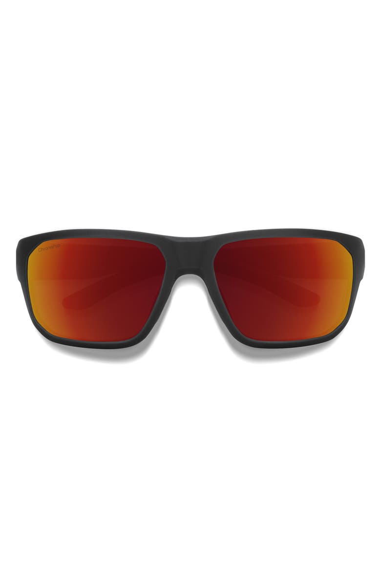Smith Arvo 61mm ChromaPop<sup>™</sup> Polarized Wraparound Sunglasses, Main, color, Matte Black / Chromapop Red