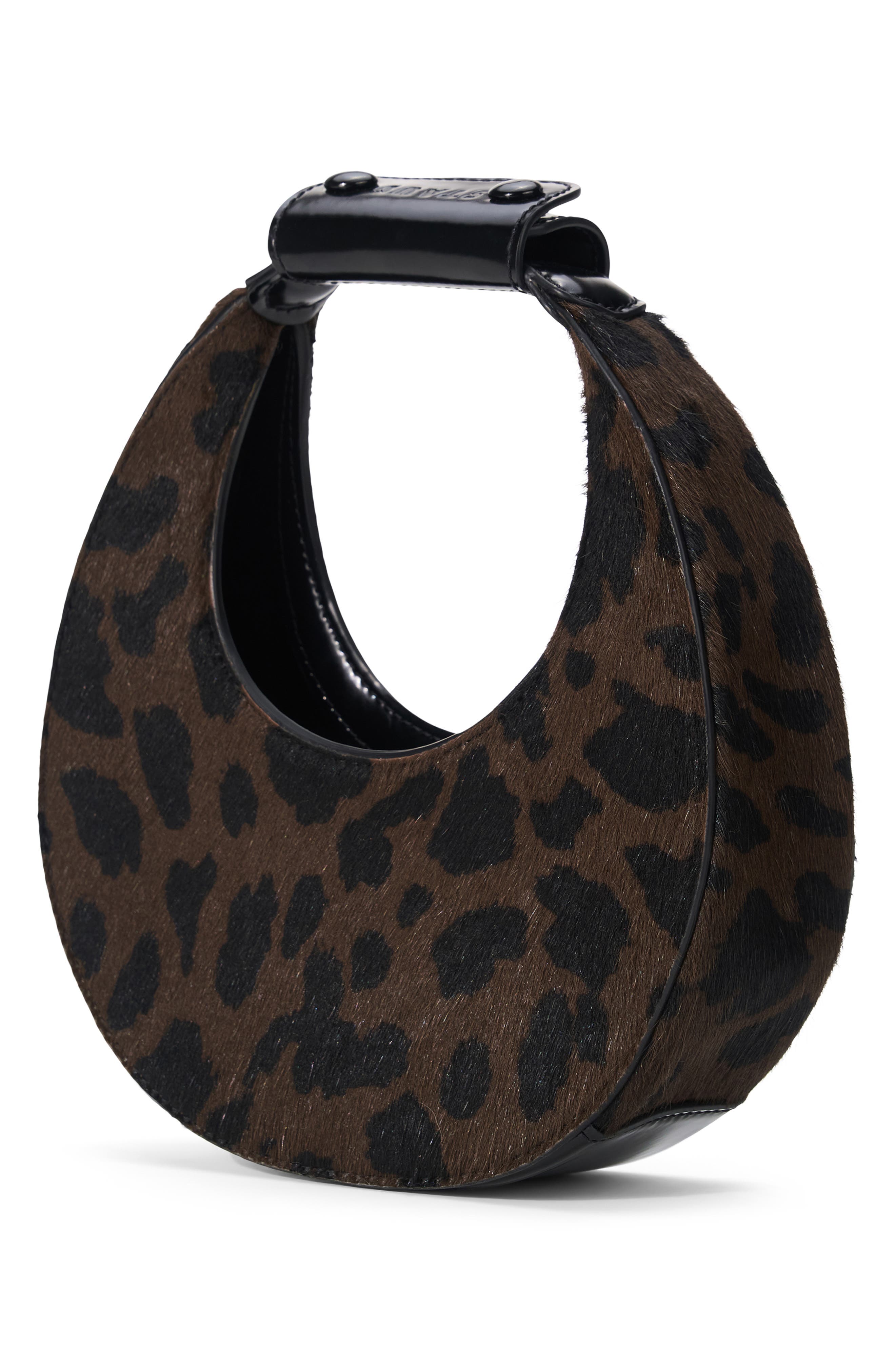 STAUD Good Night Moon Genuine Calf Hair Top Handle Bag, Alternate, color, Leopard