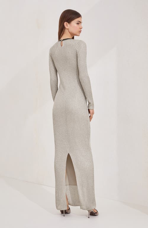 Brunello Cucinelli Sparkling Knit Dress With Monili In Neutral