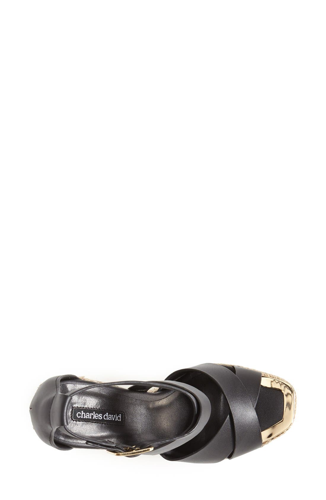'Olympia' Wedge Sandal, Alternate, color, BLACK