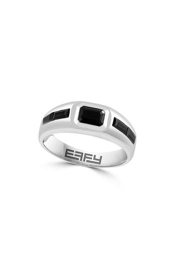 EFFY STERLING SILVER ONYX & SPINEL BAND RING