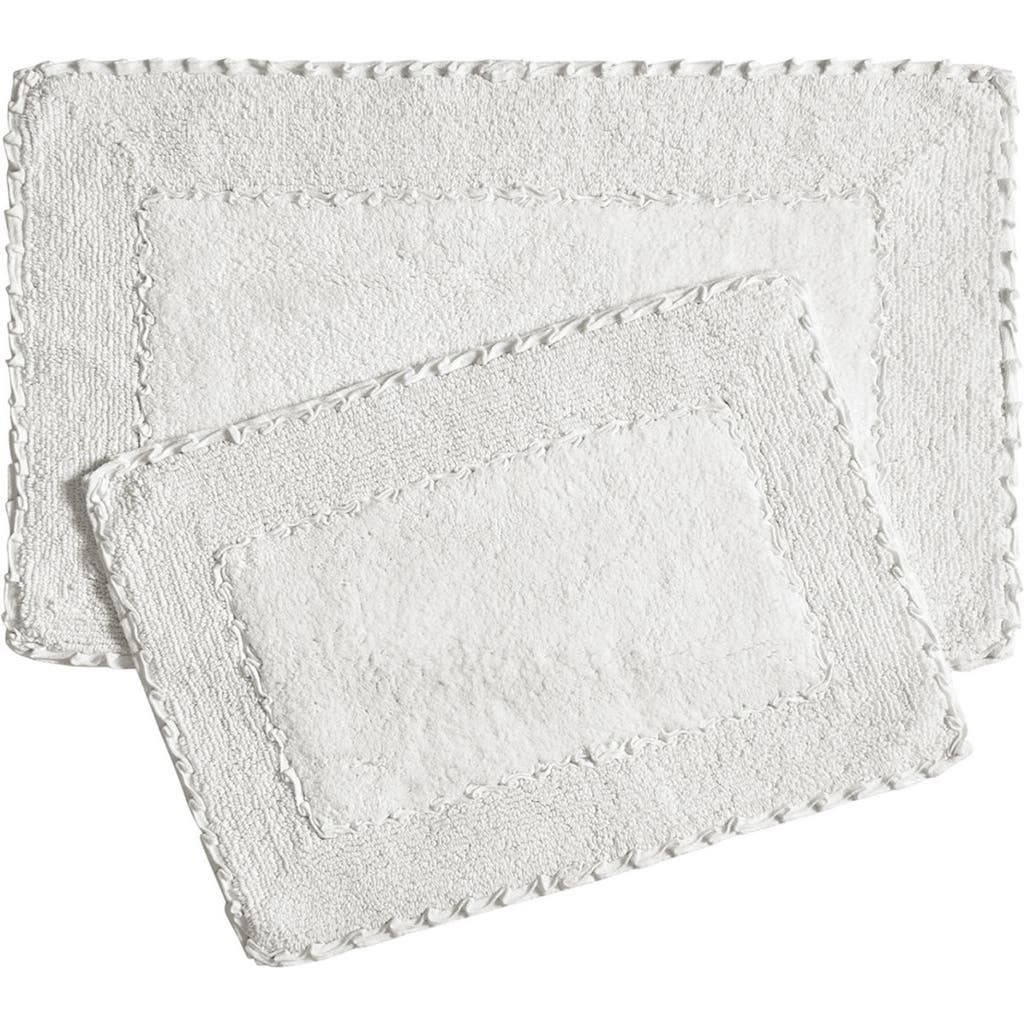 Laura Ashley Ruffle Cotton 2-piece Bath Mat Set In White