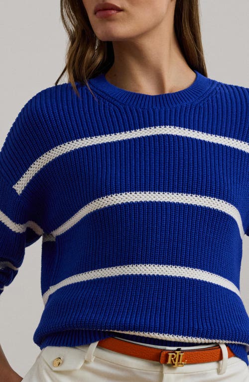 Ralph Lauren Lauren  Stripe Linen Crewneck Sweater