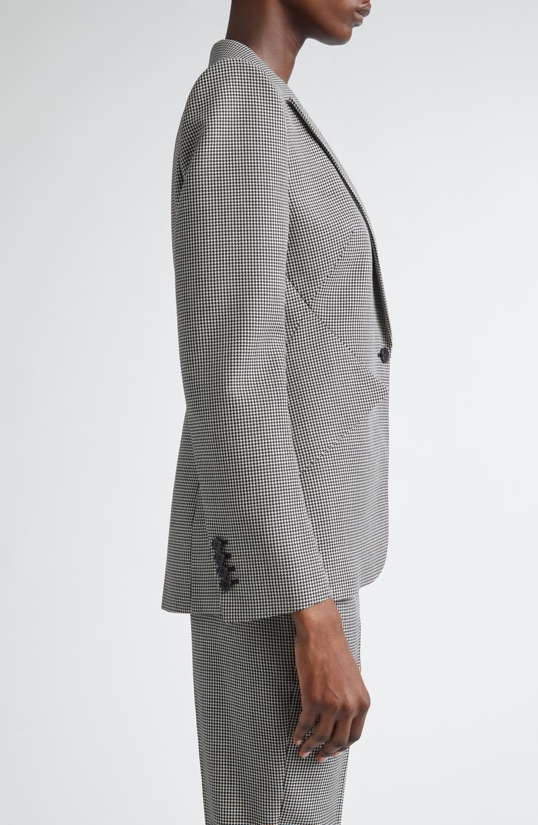 McQueen Houndstooth Check Wool Blazer, Alternate, color, Black/ Ivory
