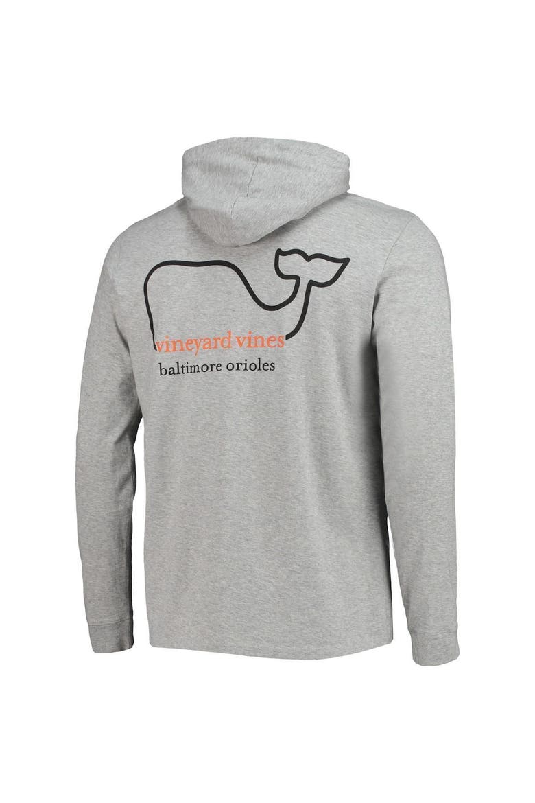 Men's Vineyard Vines Heathered Gray Baltimore Orioles Logo Hoodie Long Sleeve T-Shirt, Alternate, color, Heather Gray