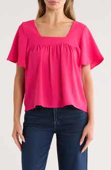 Bobeau Square Neck Short Sleeve Top