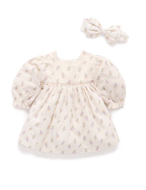 Purebaby Primrose Dress With Headband In Neutral
