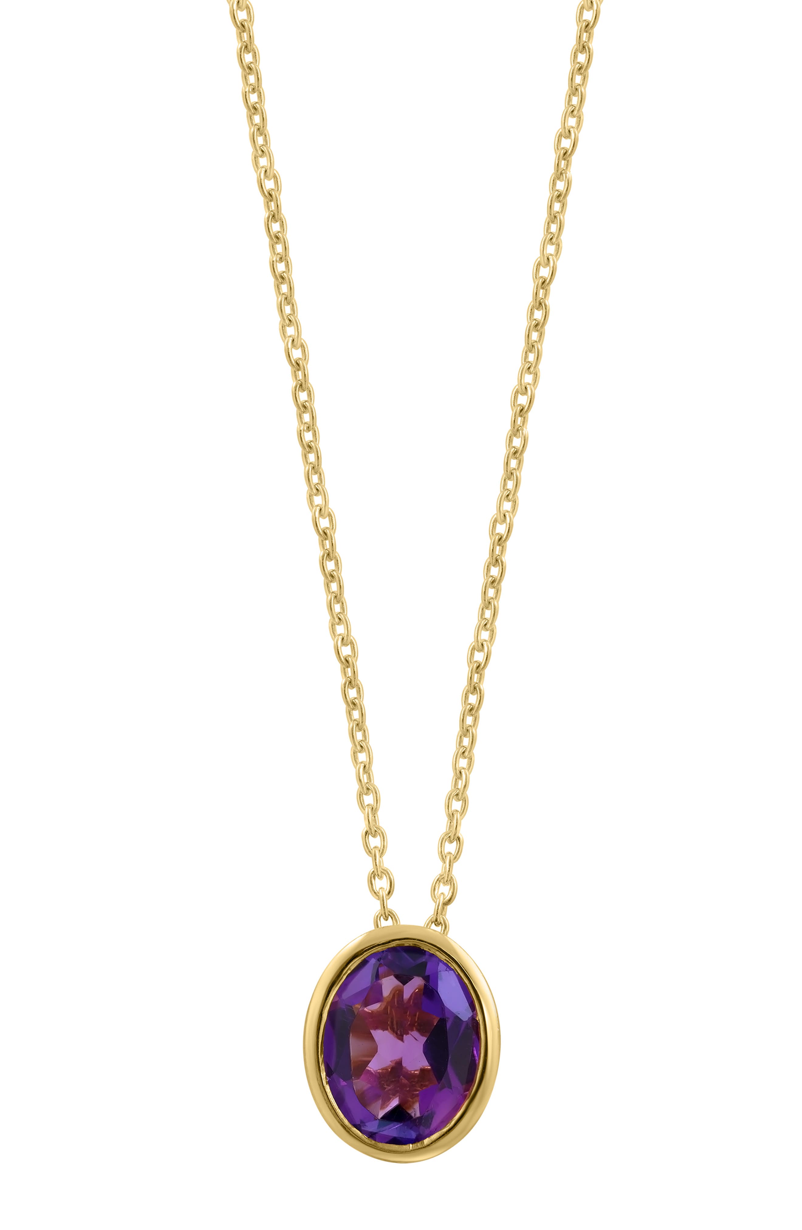 Goldtone Plate Amethyst Pendant Necklace