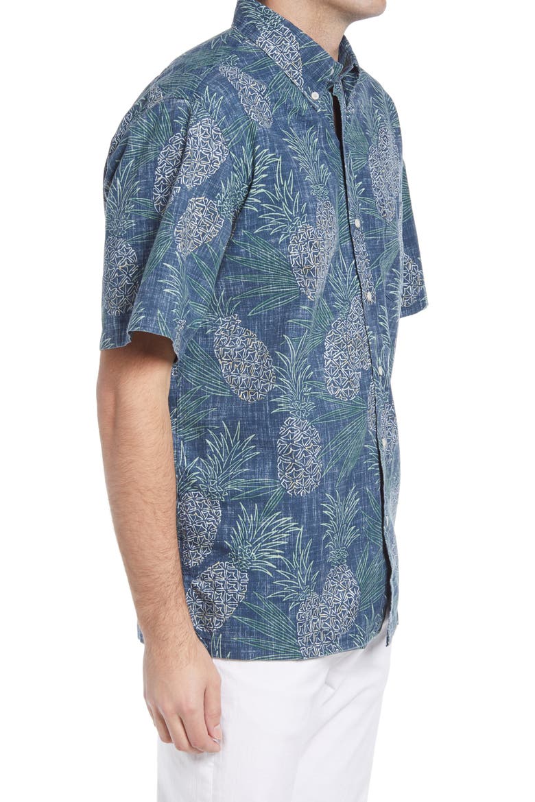 Hawaii Gold Regular Fit Short Sleeve Button-Down Shirt, Alternate, color, DRESS BLUES