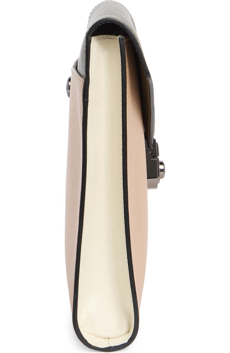 Longchamp Le Pliage Colorblock Leather Clutch, Alternate, color, Sand/Khaki/Ecru