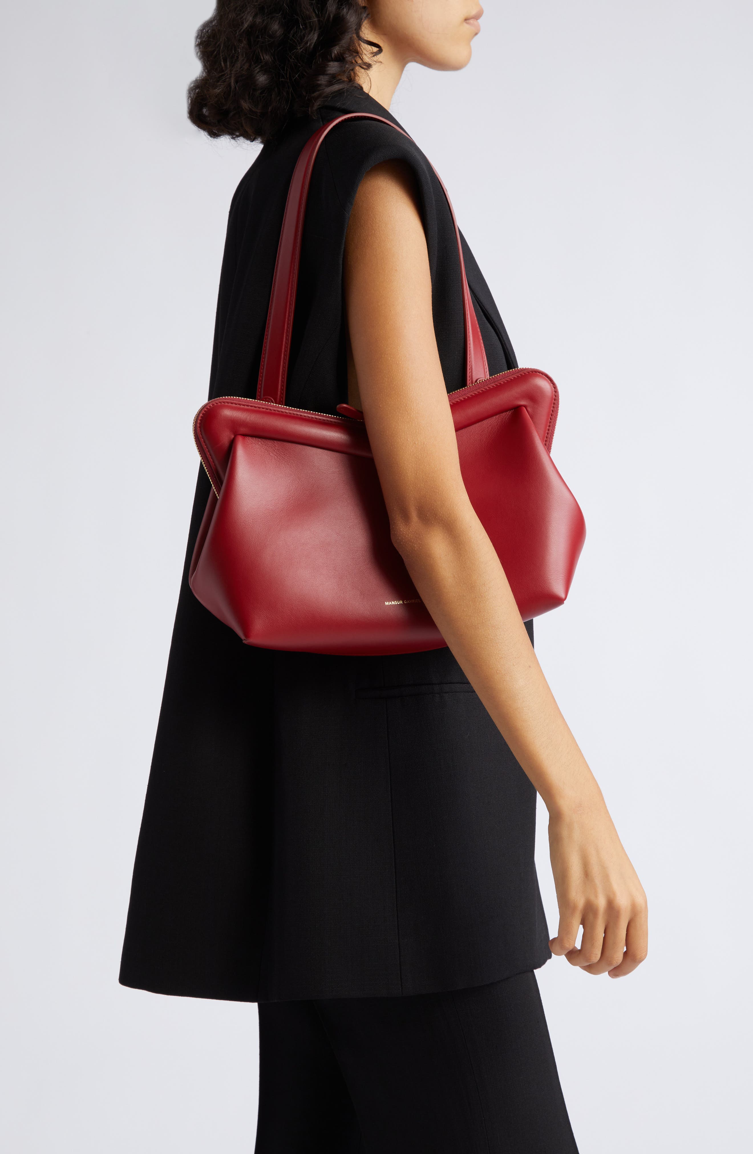 Mansur Gavriel M Frame Shoulder Bag, Alternate, color, Cherry