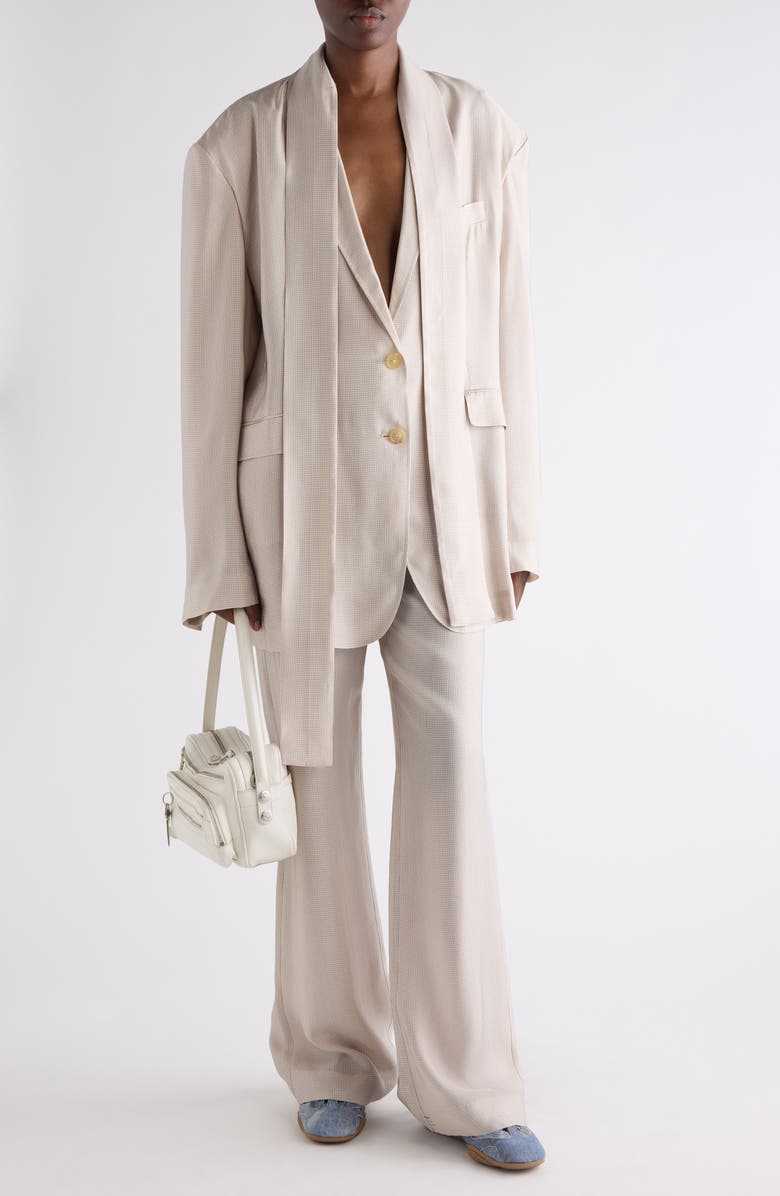 Acne Studios Casual Check Cupro Trousers, Alternate, color, Beige Multi