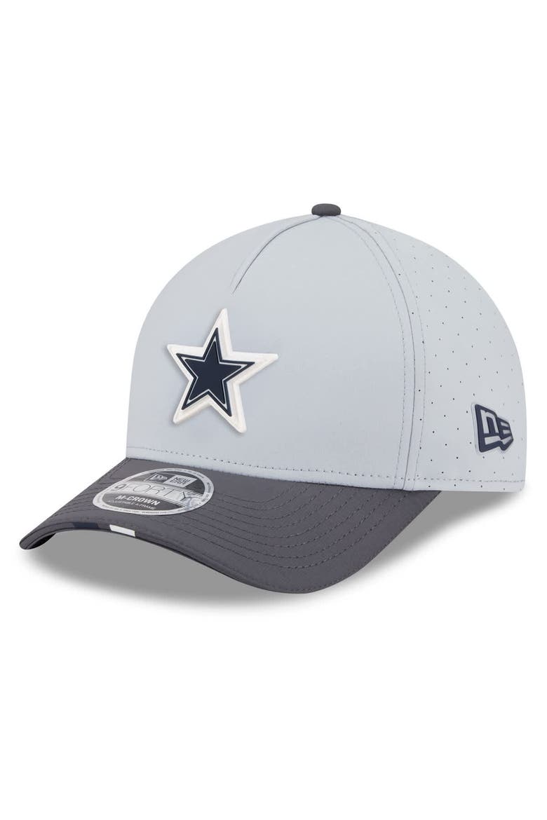 Men's New Era  Gray/Graphite Dallas Cowboys 2025 NFL Training Camp A-Frame 9FORTY Adjustable Hat, Main, color, Gray
