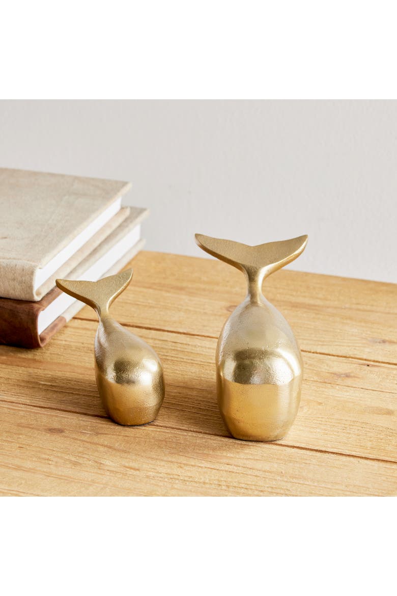 Moby Whale Sculptures Set of 2, Alternate, color, Gold