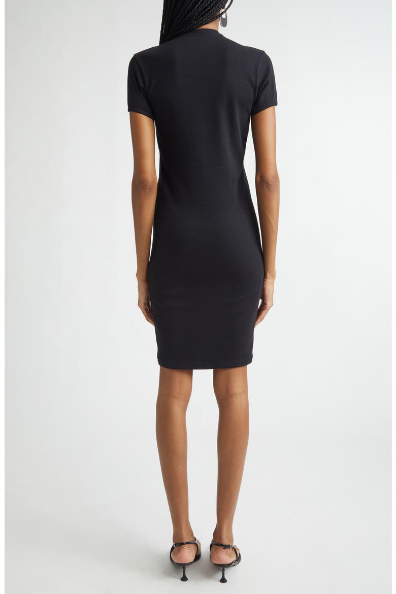 C-Logo Gathered Organic Cotton Minidress, Alternate, color, BLACK
