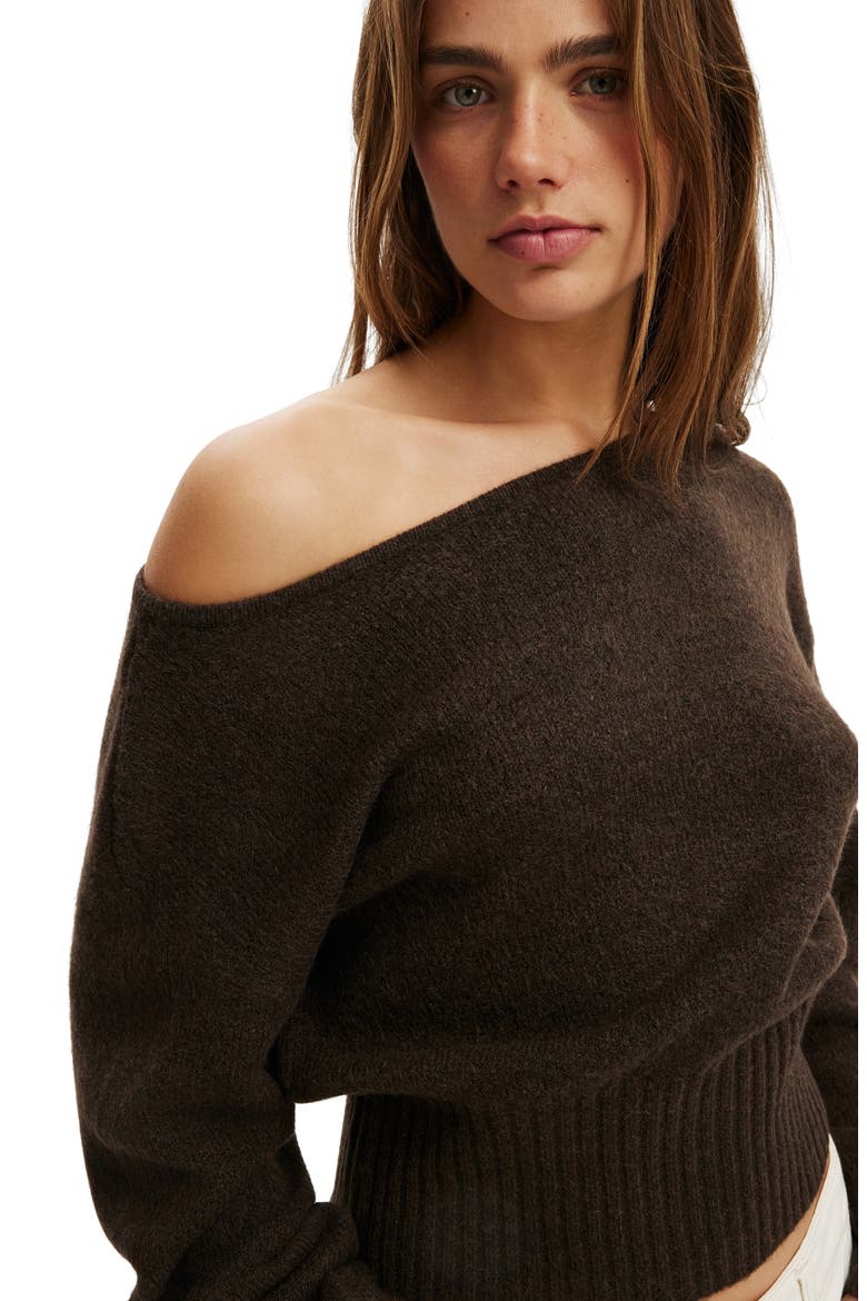 Women's Softest Luxe Off Shoulder Knit, Alternate, color, Dark Oak