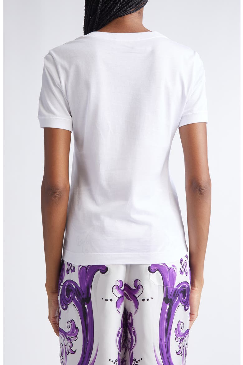 Lace Inset Jersey Logo T-Shirt, Alternate, color, W0800 BIANCO OTTICO