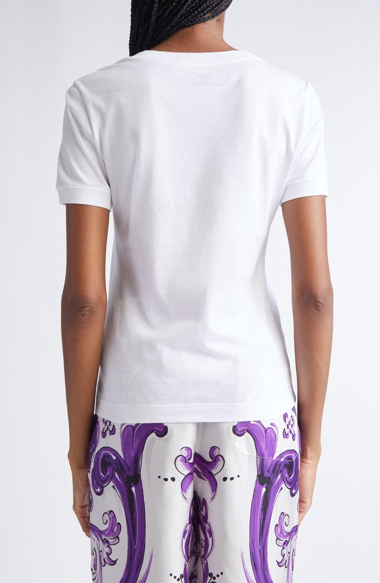 Dolce&Gabbana Lace Inset Jersey Logo T-Shirt, Alternate, color, W0800 Bianco Ottico