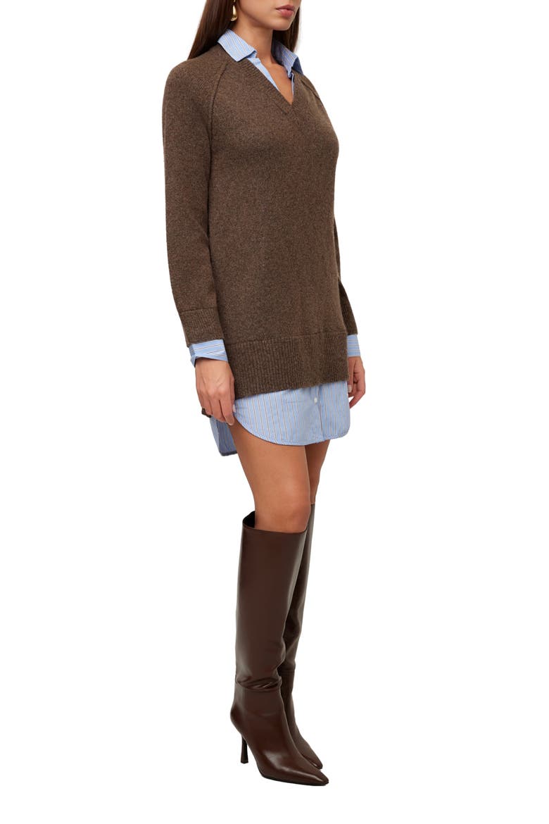 Carrie Mixed Media Minidress, Alternate, color, WOOD