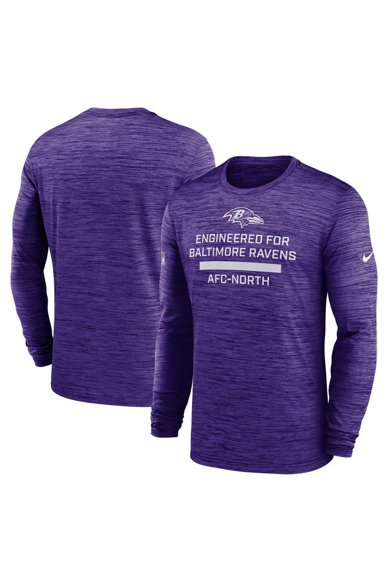Men's Nike Purple Baltimore Ravens Sideline Velocity Performance Long Sleeve T-Shirt, Main, color, Purple
