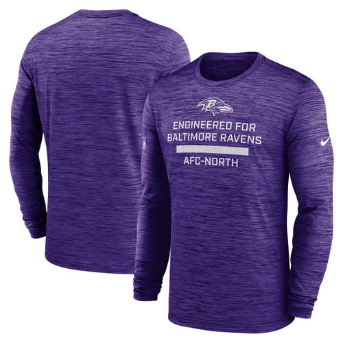 Nike Purple Baltimore Ravens Sideline Velocity Performance Long Sleeve T-shirt In Blue
