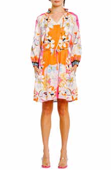 CIEBON Drea Floral Print Long Sleeve Minidress