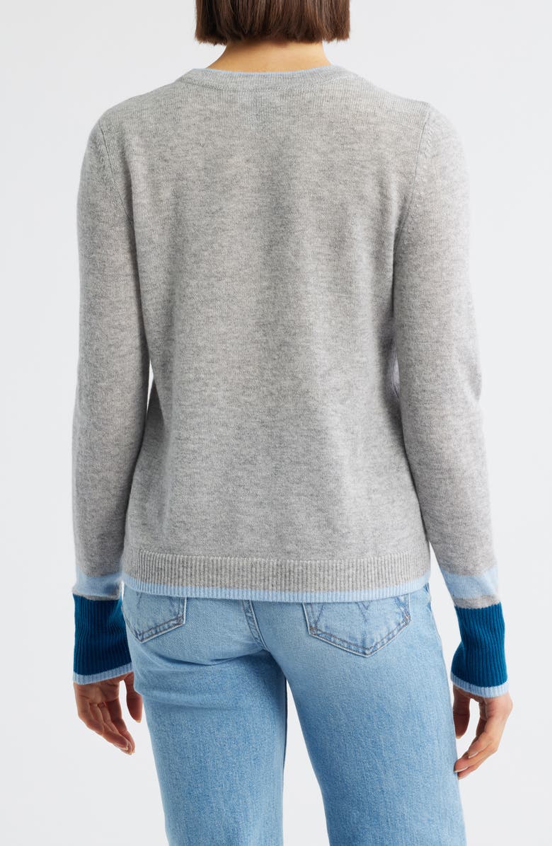 Griffen Play Colorblock Wool & Cashmere Crewneck Sweater, Alternate, color, Light Grey Combo