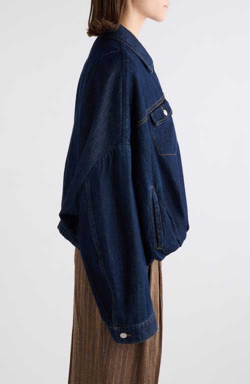 Dries Van Noten Womens Indigo Vesto Gathered-hem Denim Jacket In Indigo