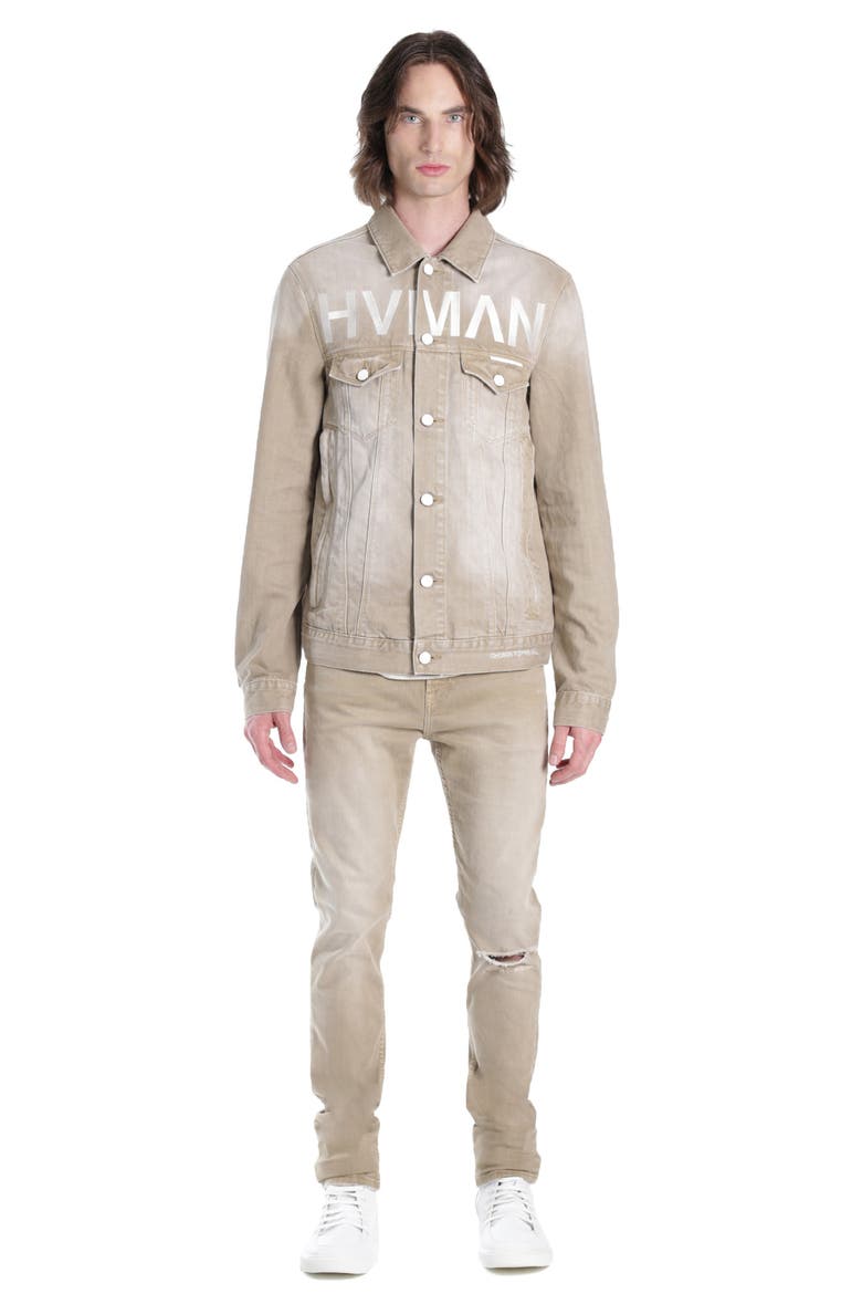 MK2 Embroidered Logo Denim Trucker Jacket, Alternate, color, KHAKI